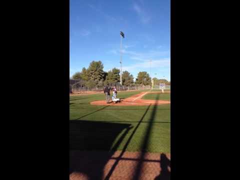 Video of Base hit to left field 