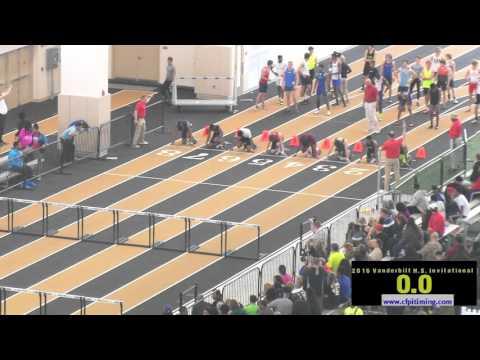 Video of 60m hurdles. lane 5 in red jersey