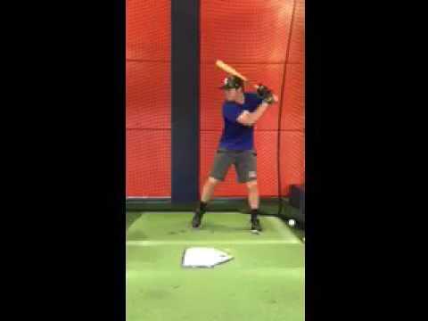 Video of Stephen Hrustich Switch Hitting Catcher Cage Work 