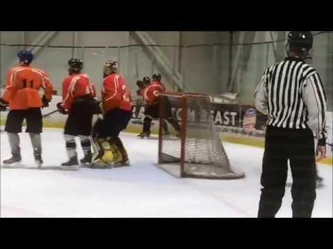 Video of Brampton Beast free agent camp, red jersey blue and yellow pads