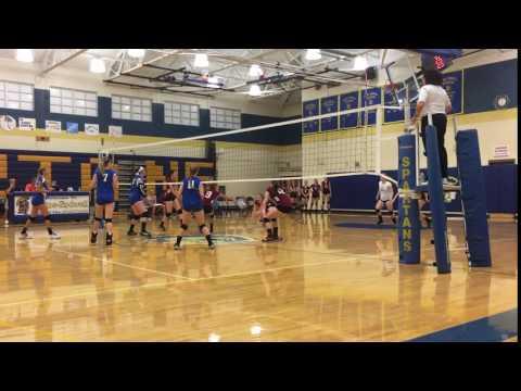 Video of Varsity Game - September 20, 2016 Middle Hitter #15 Blue Jersey