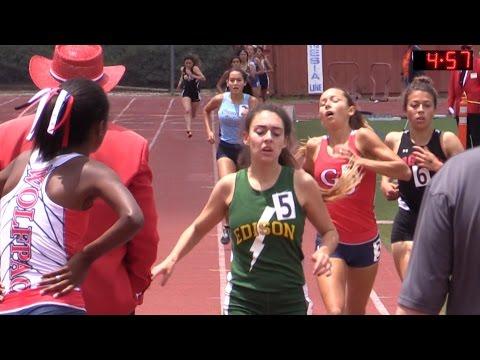 Video of Cif prelims 2015, ran a 4:53, skip to 4:50 in video, wearing a red top with a white back,  hip number 1