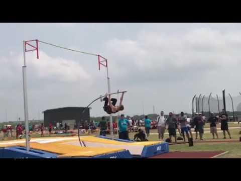 Video of UIL Region III 6A Championship.  Jump of 14'6".  