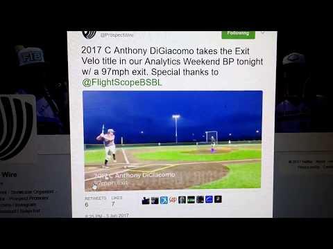 Video of 2017 C Anthony DiGiacomo takes the Exit Velo title at prospect Wire w/ a 97mph exit 