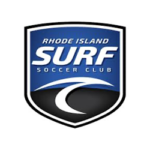 a blue and black logo for Rhode Island Surf Soccer Club